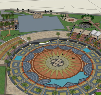 现代广场景观su模型