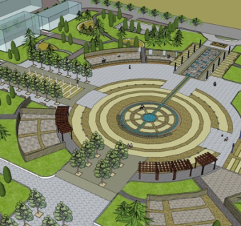 现代广场景观su模型