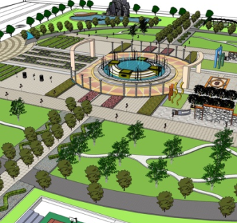 现代广场景观su模型