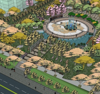 现代广场景观su模型