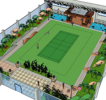 现代球场su模型