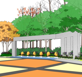 现代公园景观su模型