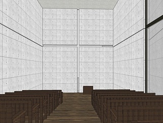 现代教堂祷告室su模型