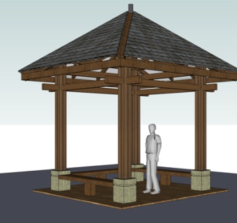 东南亚凉亭su模型