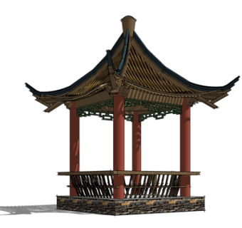 中式凉亭su模型