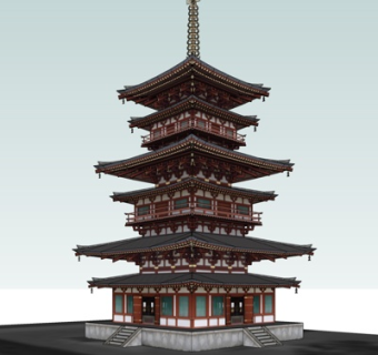 中式塔建筑su模型