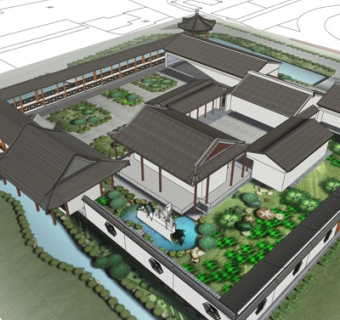 中式院子su模型