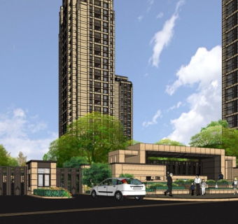 新古典小区大门su模型
