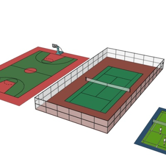 现代羽毛球场su模型