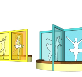 现代景观墙su模型