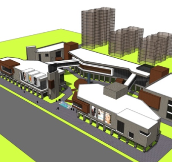 现代商业广场规划su模型