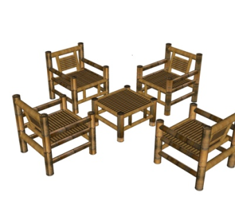 中式实木单椅su模型