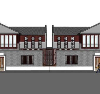 中式古建民房su模型