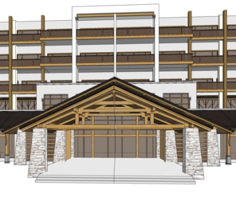 中式酒店外观su模型