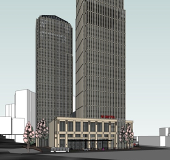 现代高层办公楼su模型