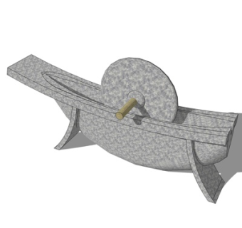 中式药碾小品su模型