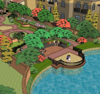 欧式园林景观su模型