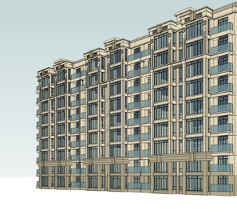 现代高层公寓su模型