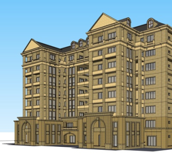 欧式高层住宅su模型