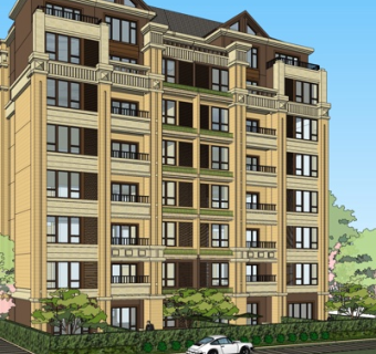 中式高层住宅su模型