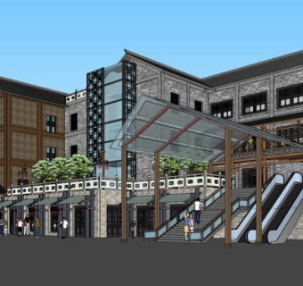 中式沿街商业建筑su模型