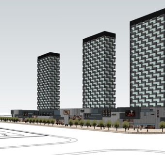 现代高层办公楼su模型