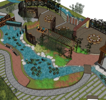 中式园林景观su模型