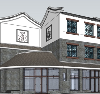 中式古建民房su模型