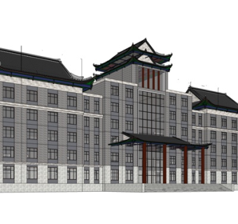 中式办公楼su模型