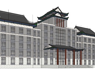 中式办公楼su模型