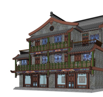 中式古建民房su模型
