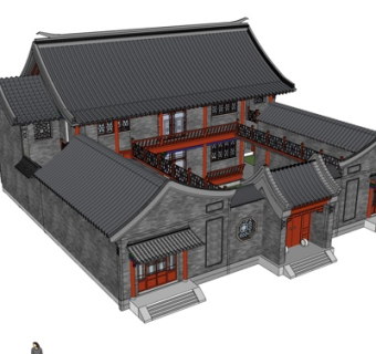 中式古建民房su模型