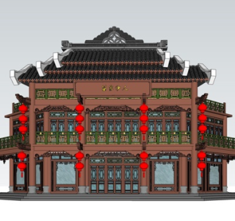 中式古建寺庙su模型