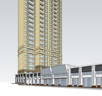 中式沿街商业建筑su模型