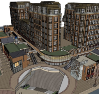 中式高层住宅su模型