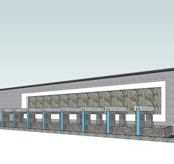 中式景观墙流水小品su模型