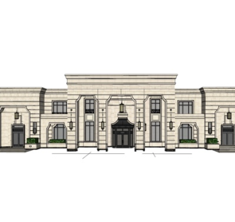 欧式会所外观su模型