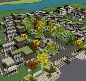 中式别墅规划su模型