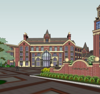 欧式学校su模型