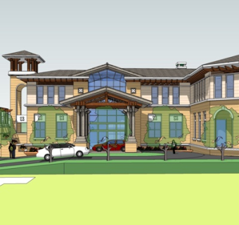 欧式会所外观su模型