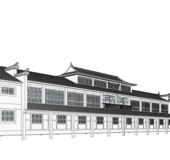 中式沿街商业建筑su模型