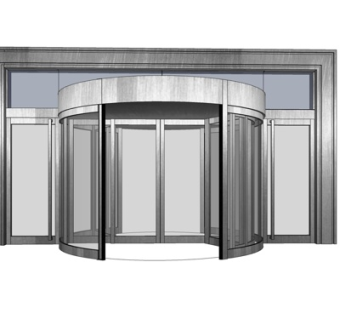 现代玻璃转门su模型