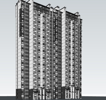 现代高层公寓su模型