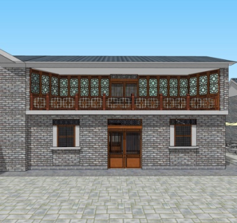 中式古建民房su模型