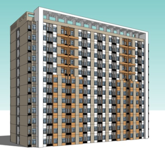 现代高层公寓su模型