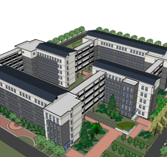 现代办公楼规划su模型