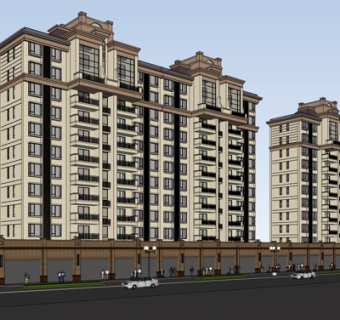 欧式高层住宅su模型