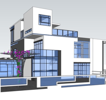 现代办公楼外观su模型