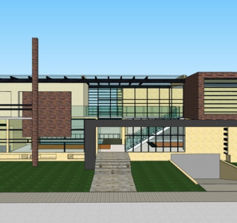 现代办公楼外观su模型