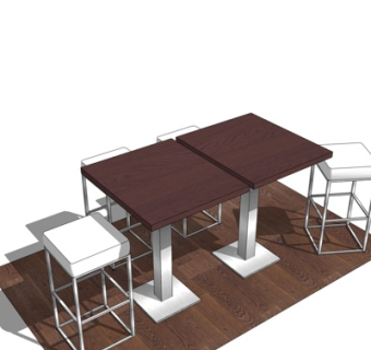 现代休闲桌椅su模型